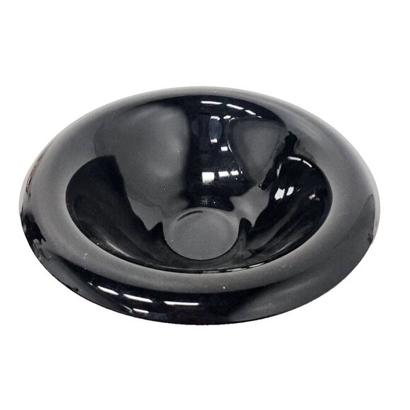 Vintage Black Depression Glass Round Serving Bowl Waterfall Edge Centerpiece MCM - Picture 1 of 6